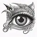 cat eye evil eye tattoo design idea