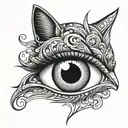 cat eye evil eye tattoo design idea