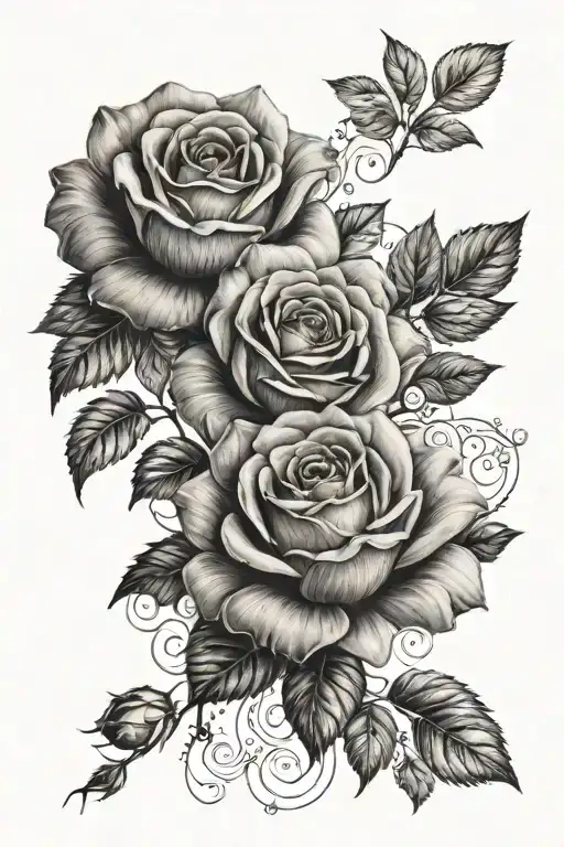 roses with floral patterns tattoo design idea