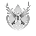 A combat medic's badge intertwined with a mountain silhouette tattoo design idea