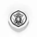 A combat medic's badge intertwined with a mountain silhouette tattoo design idea