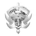 A combat medic's badge intertwined with a mountain silhouette tattoo design idea