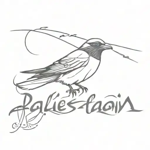 palestinian in arabic with itachi crows flying off the word tattoo design idea