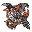 palestinian in arabic text, with itachi crows flying off of it tattoo design idea