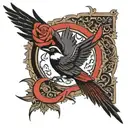 palestinian in arabic text, with itachi crows flying off of it tattoo design idea