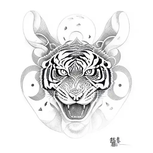 Pair of Fighting Tigers Tattoo Stock Vector - Illustration of mammal,  combat: 108468036