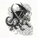 top view charizard flying tattoo design idea