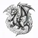 top view charizard flying tattoo design idea