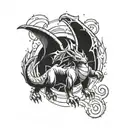 top view charizard flying tattoo design idea