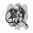 top view charizard flying tattoo design idea