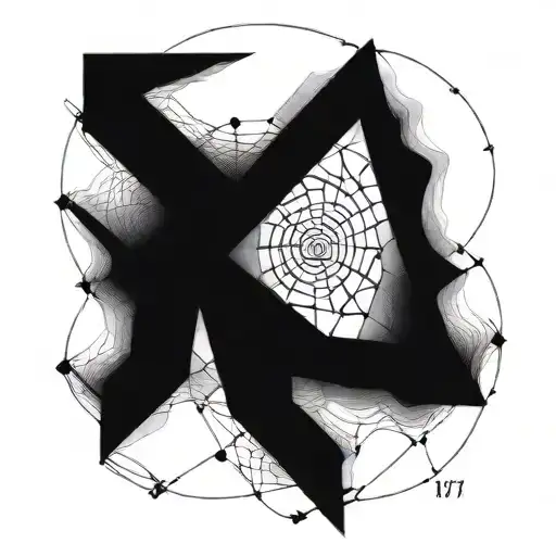 the date 1971 on the elbow spiraling polygons tattoo design idea