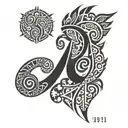 the date 1971 on the elbow part tattoo design idea