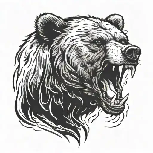 angry bear head tattoo design idea