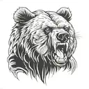 angry bear head tattoo design idea
