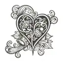 the name Mirna in a heart shape tattoo design idea