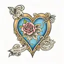the name Mirna in a heart shape tattoo design idea