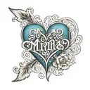 the name Mirna in a heart shape tattoo design idea