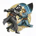 Darth vader vs anakin skywalker tattoo design idea