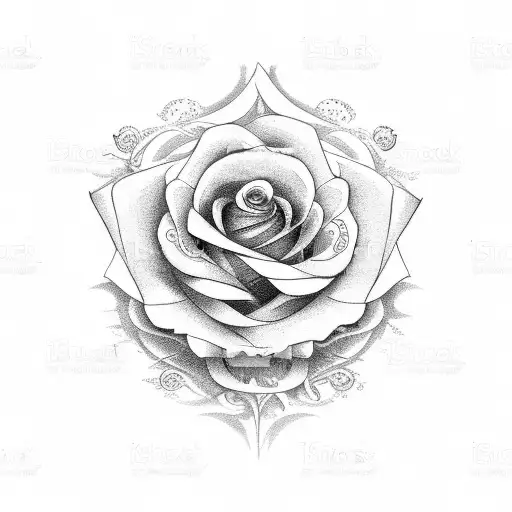 rose thistle treble clef bass clef tattoo design idea