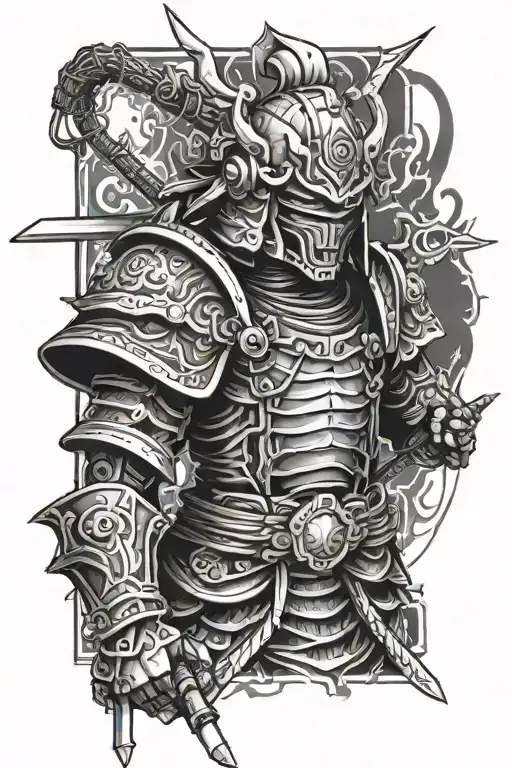 robotic-looking cybernetic samurai tattoo design idea