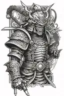 robotic-looking cybernetic samurai tattoo design idea