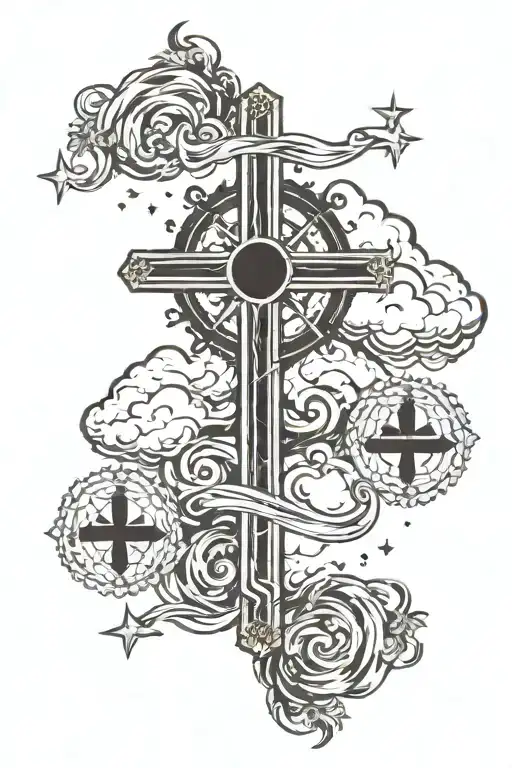 sickle cell clouds surrounding and a cross tattoo tattoo design idea