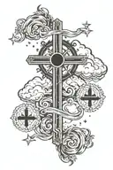 sickle cell clouds surrounding and a cross tattoo tattoo design idea