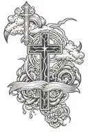 sickle cell clouds surrounding and a cross tattoo tattoo design idea