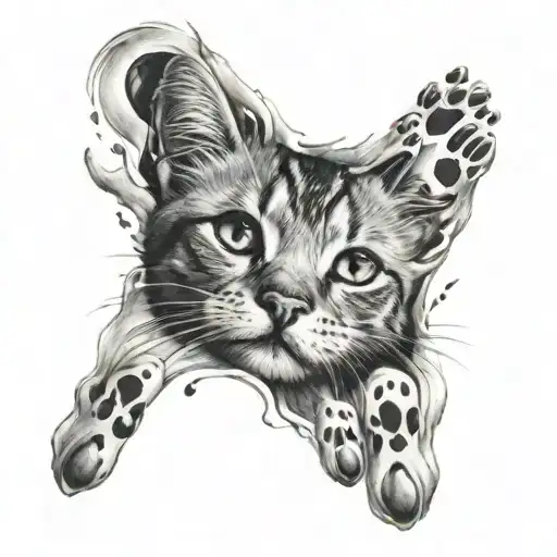 cat paw print tattoo design idea