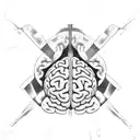 A brain aneurysm with Roman numerals 2015 and 2023 tattoo design idea