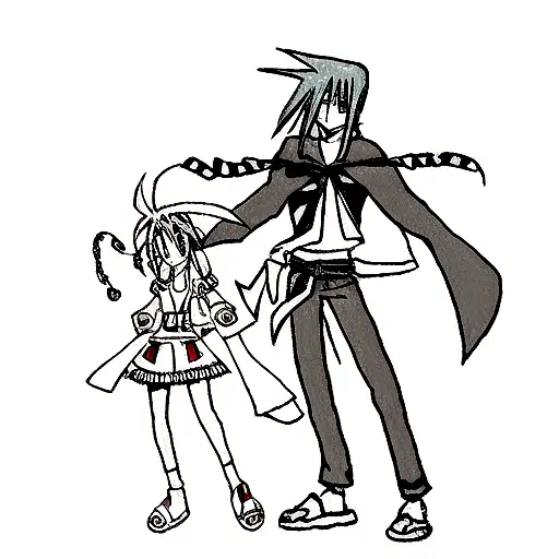 shaman king amedamaru and yo tattoo design idea