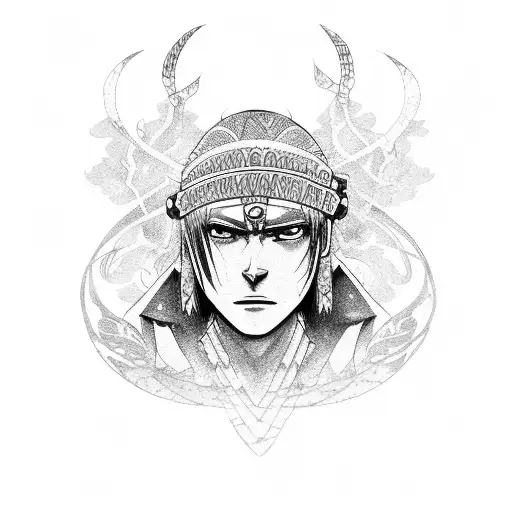 shaman king amedamaru and yo tattoo design idea