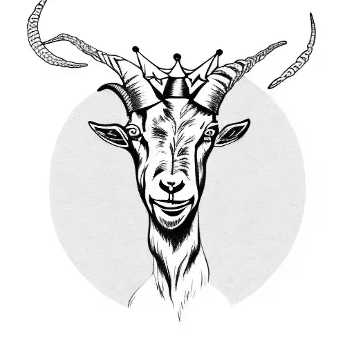 goat with crown tattoo design idea