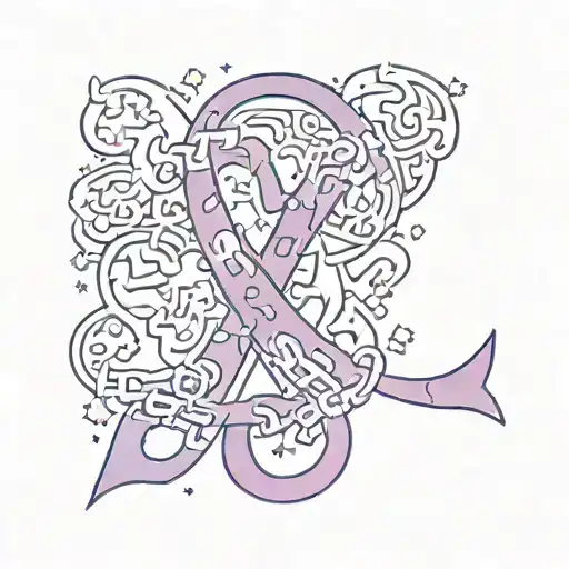 Narcolepsy with cataplexy awareness ribbon sticker coloured purple, blue, and black. with jigsaw puzzle pieces for autis tattoo design idea