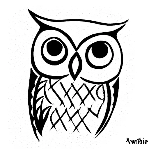 Design a modern, symbolic tattoo with an owl, "Sapere Aude," and the Arabic saying "قف على ناصية الحلم وقاتل." tattoo design idea