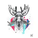 moose with hart tattoo design idea