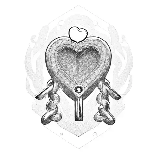 A realistic lock intertwined with a heart symbolizing love tattoo design idea