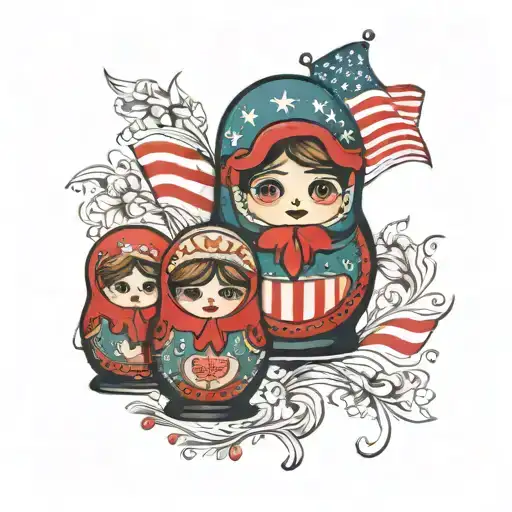 Russian nesting doll with American flag tattoo design idea