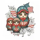 Russian nesting doll with American flag tattoo design idea