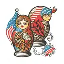 Russian nesting doll with American flag tattoo design idea