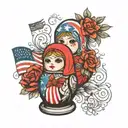 Russian nesting doll with American flag tattoo design idea