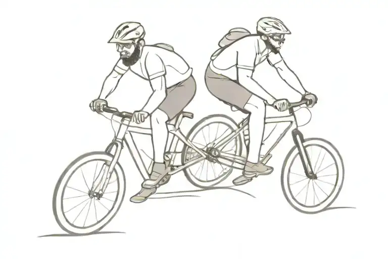 two funny cyclists riding mountain bikes and one of them regular bike tattoo design idea