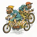 two funny cyclist riding tattoo design idea