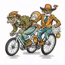 two funny cyclist riding tattoo design idea
