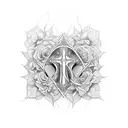 cross with rosarie tattoo design idea