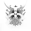 cross with rosarie tattoo design idea