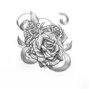 cross with rosarie tattoo design idea