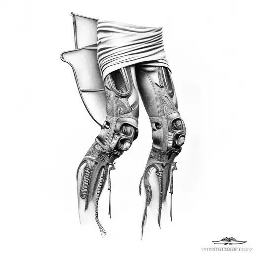 zipper horizontally over leg  tattoo design idea