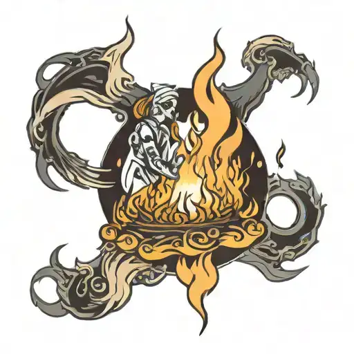 kindred souls bonfire tattoo design idea