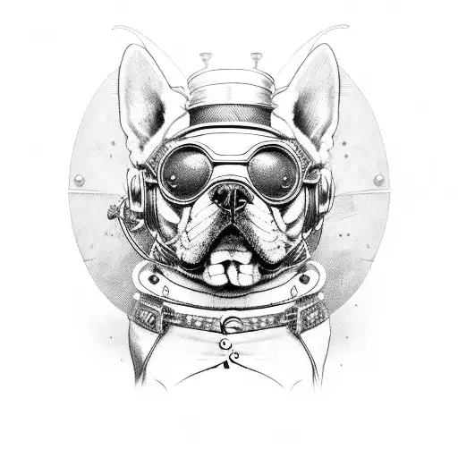steampunk dog print tattoo design idea
